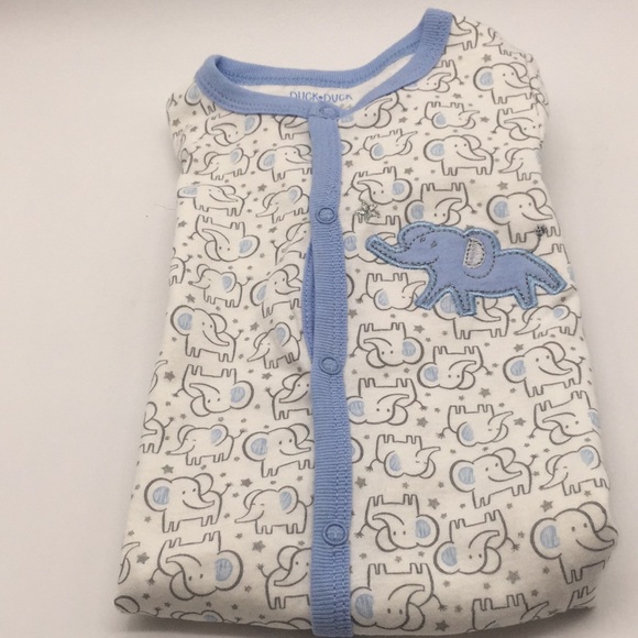 Duck Duck Goose Infant Boys Elephant Pattern Sleeper Outfit Size 3-6 Months - Picture 8 of 9